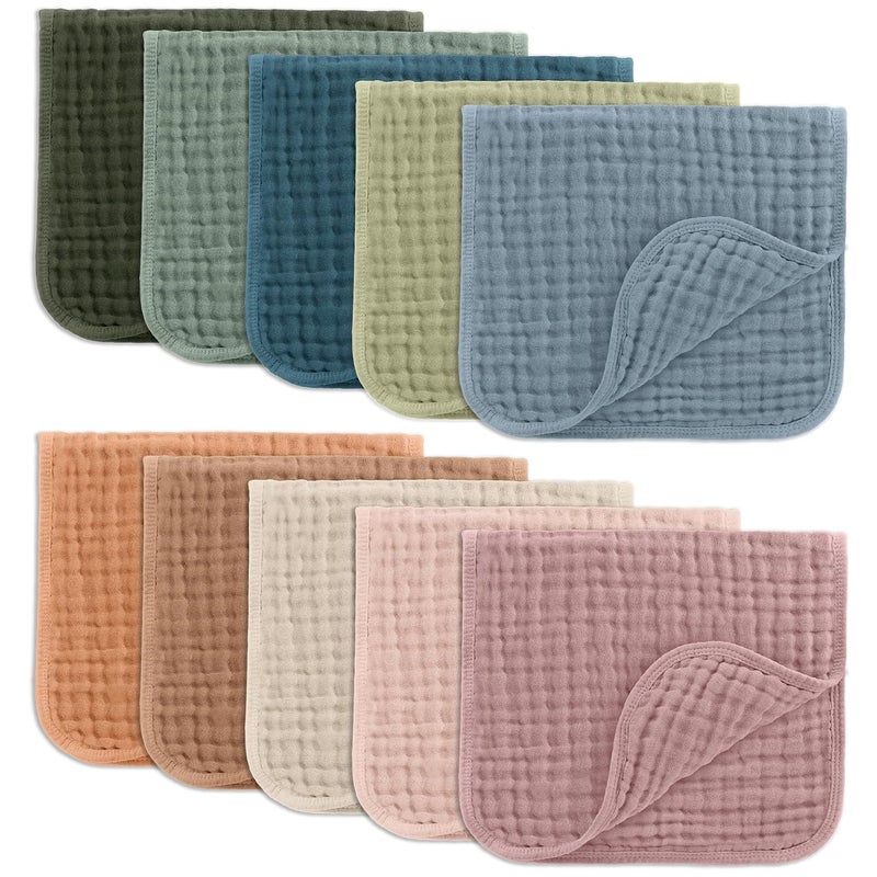 Comfy Cubs مناديل تجشؤ مريحة من كومفي كابس 20 × 10 عبوة من 10 طبقات كبيرة 6 ماصة للغاية 100 قطن للأطفال الرضع لللعاب والفوضى ناعمة وآمنة ولطيفة مناديل تجشؤ للأطفال الأولاد والبنات متعددة الألوان - Image 1