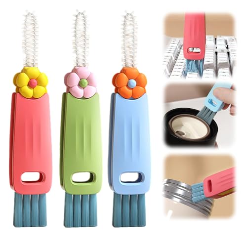 Pousbo 3 in 1 Cup Lid Cleaning Brush, 2025 New Crevice Cleaning Brush for Bottle Gap Tight Spaces, 3 in 1 Multifunctional Cleaning Portable Cup Lid Cleaner with Brush - Image 1