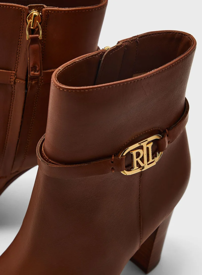 Lauren Ralph Lauren Burnished Calf Ankle Boots