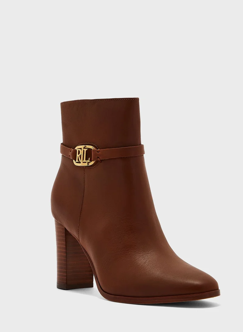 Lauren Ralph Lauren Burnished Calf Ankle Boots
