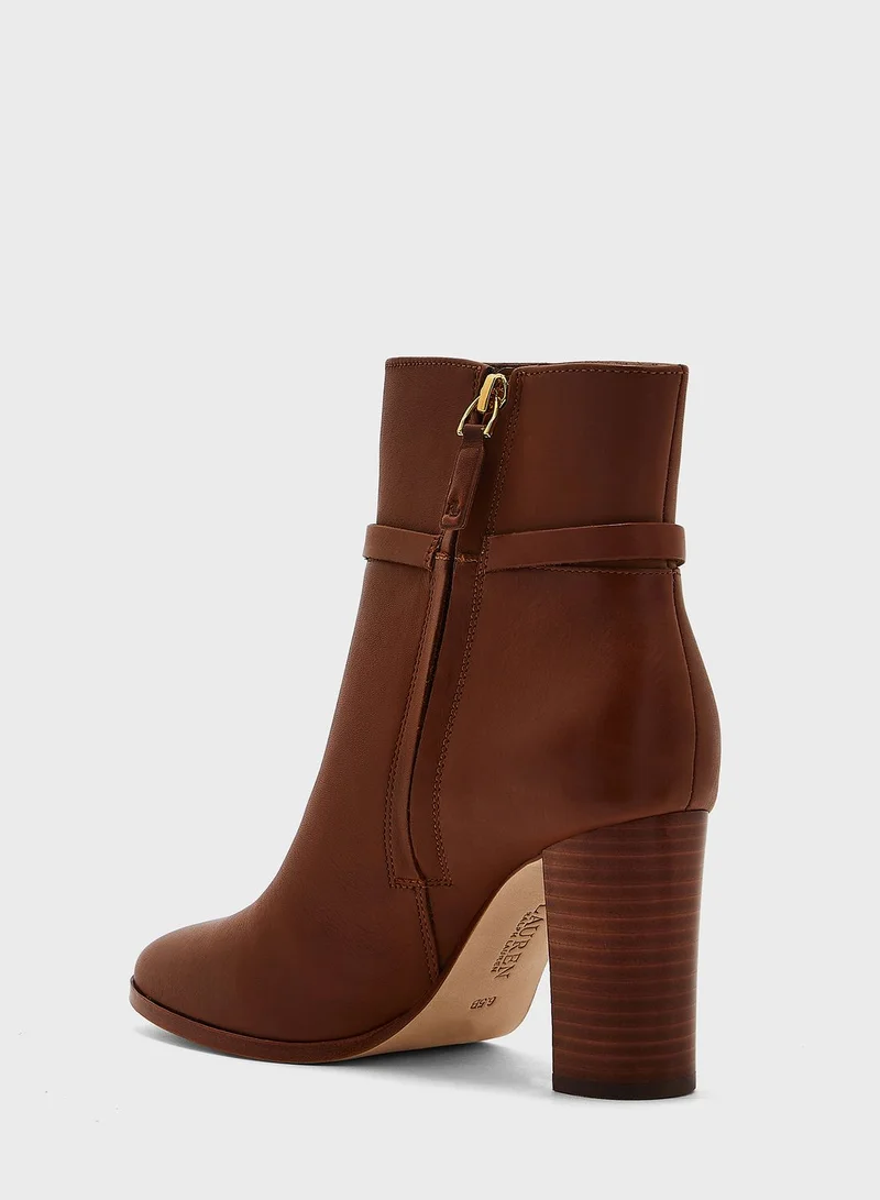 Lauren Ralph Lauren Burnished Calf Ankle Boots