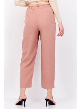 MANGO Women Regular Fit Plain Straight Leg Pants, Old Rose  - Image 3