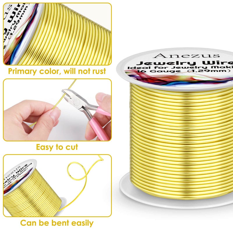 Anezus 16 Gauge Jewelry Wire, 11 Yards Craft Wire Tarnish Resistant Copper Wire for Jewelry Making, Wire Wrapping and Crafting(Gold) - Image 3