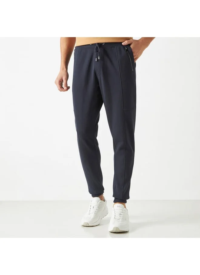 Iconic Iconic Solid Joggers with Drawstring Closure and Pockets