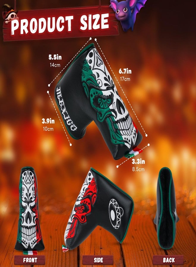 Big Crazy Golf Club Covers, Funny Golf Head Covers, Driver Headcover, Hybrid Headcover, Fairway Woods Head Covers, Putter Cover, Golf Gift Accessories for Men, Day of The Dead Skull Skeleton Design - Image 5