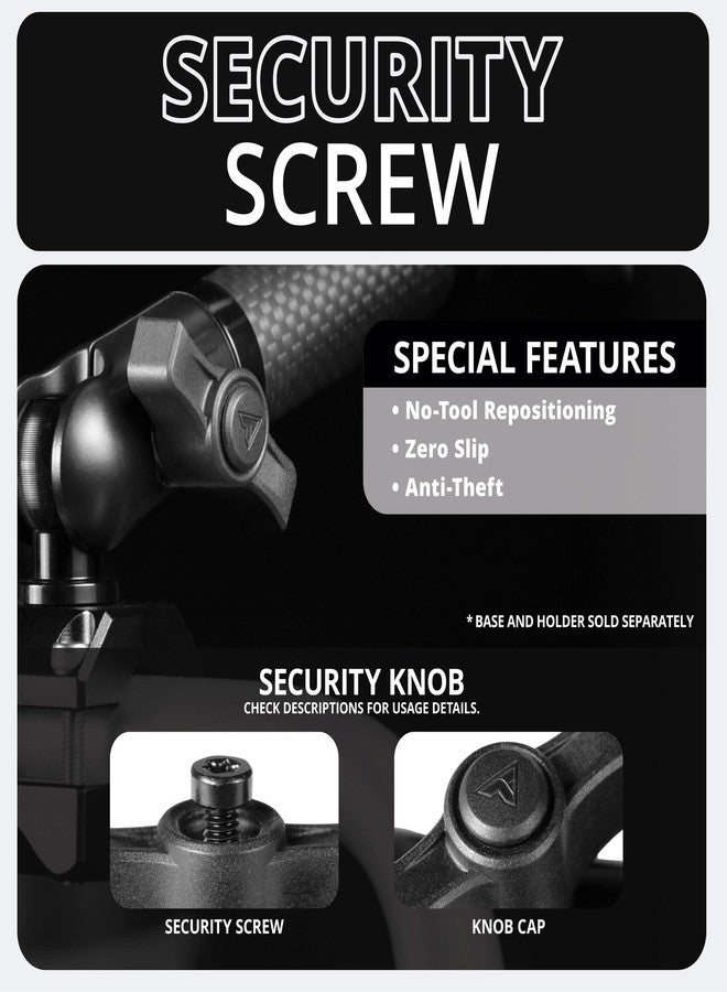 Tackform 10" Long 20mm Ball and Socket Arm DuraLock 20 Series Carbon Fiber Arm | Dual 20mm Sockets with Optional Anti-Theft Knobs | Black - Image 5