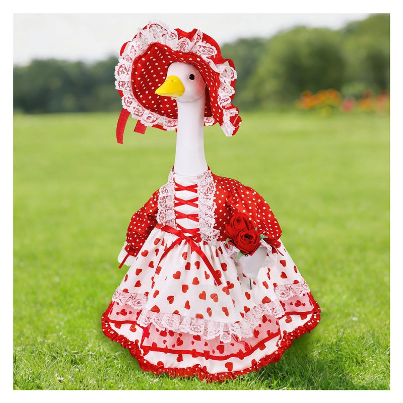 Ueyben Spring Porch Goose Outfit, Flower Porch Goose Clothes Valentine's Day Geese Costume for 23" Lawn Cement Plastic Gooses Statue for Garden Yard Decoration - Image 1