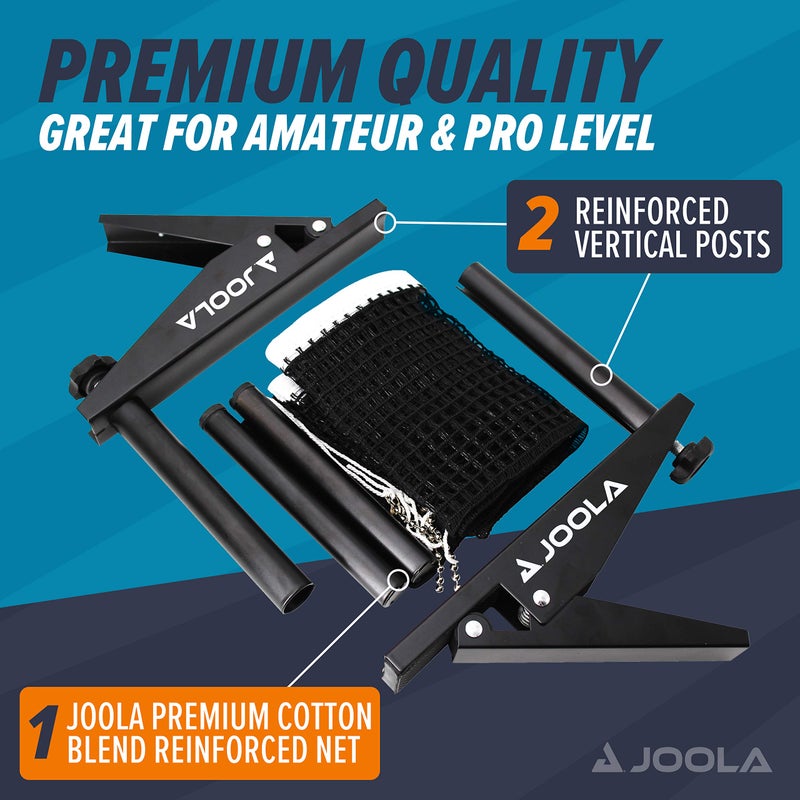 JOOLA طقم شبكة وطاولة تنس الطاولة JOOLA بريميوم الداخلية - 72" حجم تنظيمي - محمول وسهل التركيب - شبكة بونغ بونغ مع مشابك زنبركية - أسود - Image 4