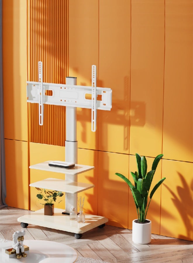 Bolivia's Mobile TV Stand Rolling TV Cart for 26-75" TVs , With 360° Lockable Wheels - Height Adjustable , Up to 45kg, VESA Compatible 600x400mm , With Three-layer Wooden Storage Shelves  - Image 2