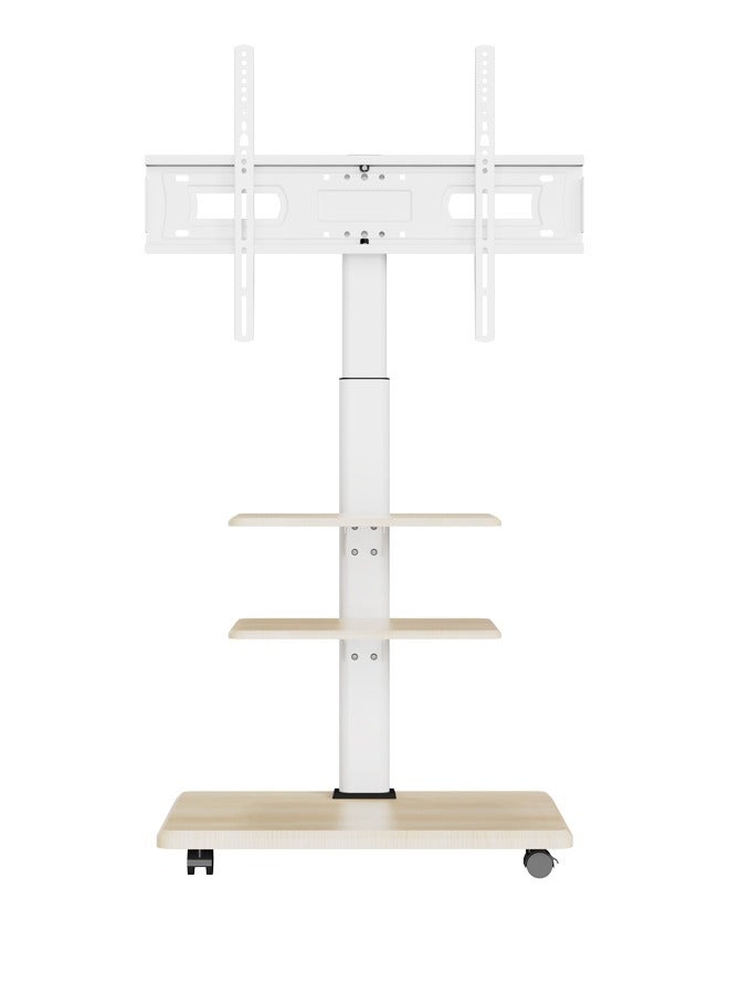 Bolivia's Mobile TV Stand Rolling TV Cart for 26-75" TVs , With 360° Lockable Wheels - Height Adjustable , Up to 45kg, VESA Compatible 600x400mm , With Three-layer Wooden Storage Shelves  - Image 2