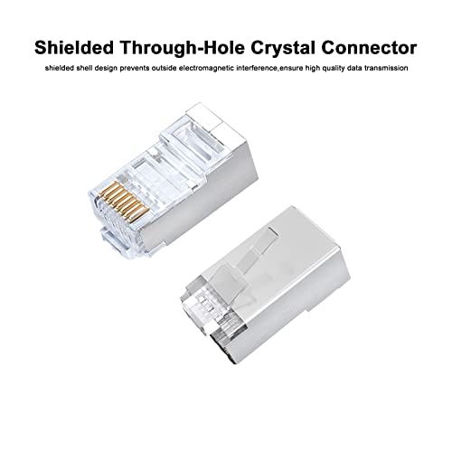 YIOVVOM RJ45 Cat6 Shield Pass Through Connectors Gold Plated 8P8C Ends for Solid Wire and Standard Cable, Transparent 50-Pack - Image 4