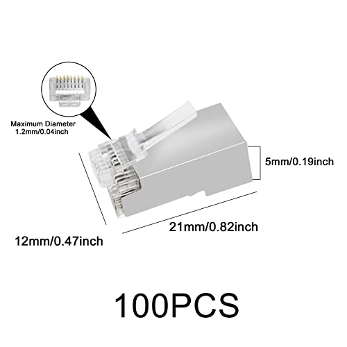 YIOVVOM RJ45 Cat6 Shield Pass Through Connectors Gold Plated 8P8C Ends for Solid Wire and Standard Cable, Transparent 50-Pack - Image 2