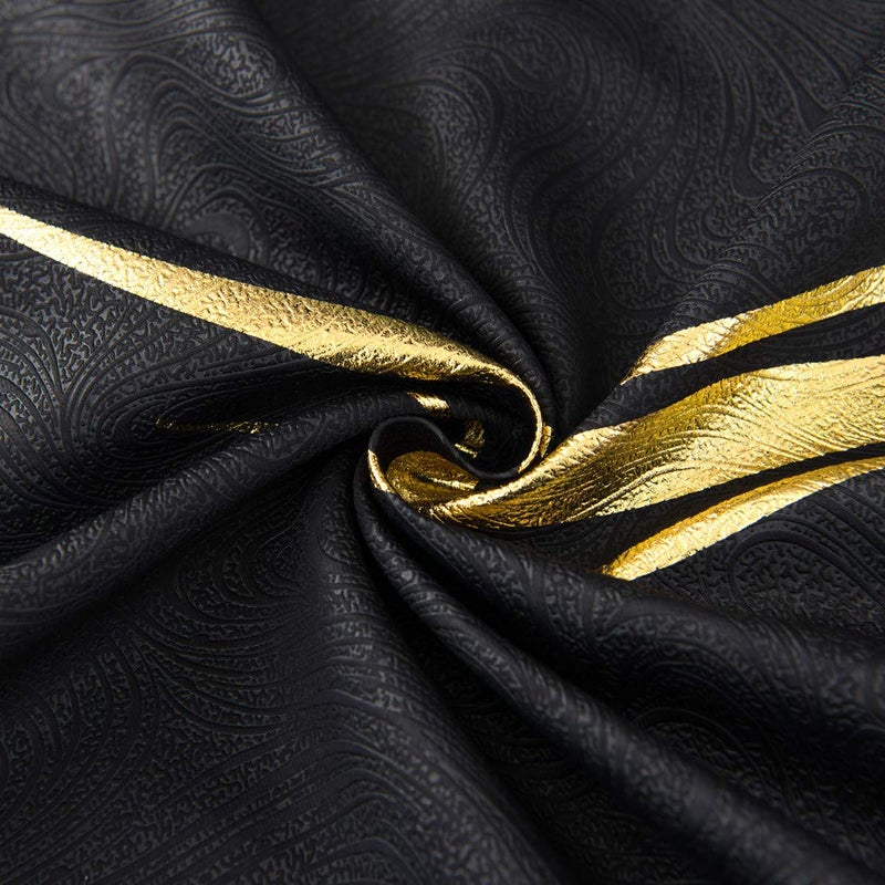 MYRU 1 Pair Blackout Curtains for Bedroom, Luxury Striped Curtains for Living Room (Black and Gold, 2 x 54 x 84 Inch) - Image 4