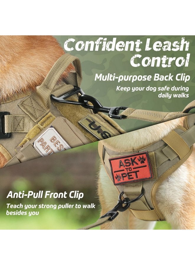 رابيتجو حزام كلاب تكتيكي من rabbitgoo للكلاب الكبيرة، حزام كلاب شديد التحمل مع مقبض، سترة كلاب خدمة بدون سحب للسلالات الكبيرة، سترة كلاب عسكرية قابلة للتعديل للتدريب على الصيد والمشي، بني، مقاس كبير - Image 3