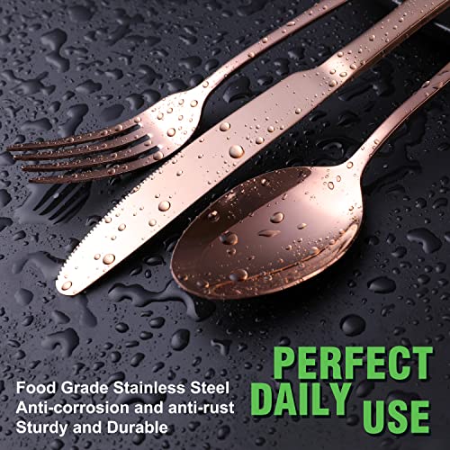 OGORI Copper/Rose Gold Silverware Set, OGORI 24-Piece Stainless Steel Flatware Set, Service of 6 - Image 3