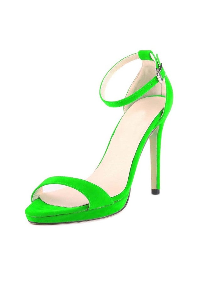 Loquat Flannel Buckle Single Strap Stiletto Sandals 11cm Green  - Image 1
