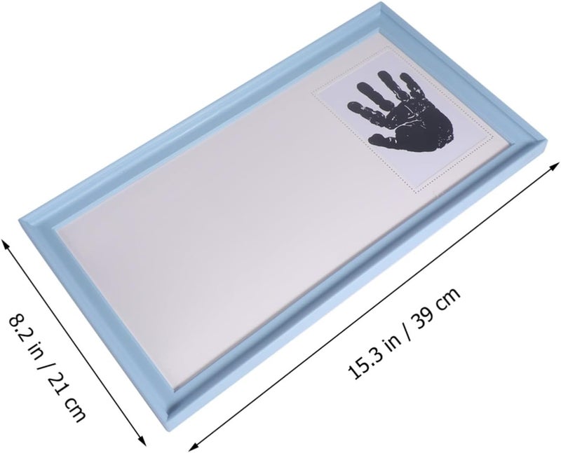 SECFOU Hand and Footprint Photo Frame Keepsake for Growth Record, Blue 12-month Memory Display with Picture Holder for Newborn and Nursery - Image 2