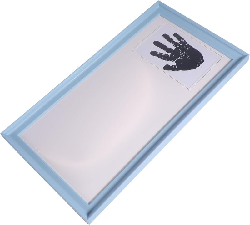 SECFOU Hand and Footprint Photo Frame Keepsake for Growth Record, Blue 12-month Memory Display with Picture Holder for Newborn and Nursery - Image 1