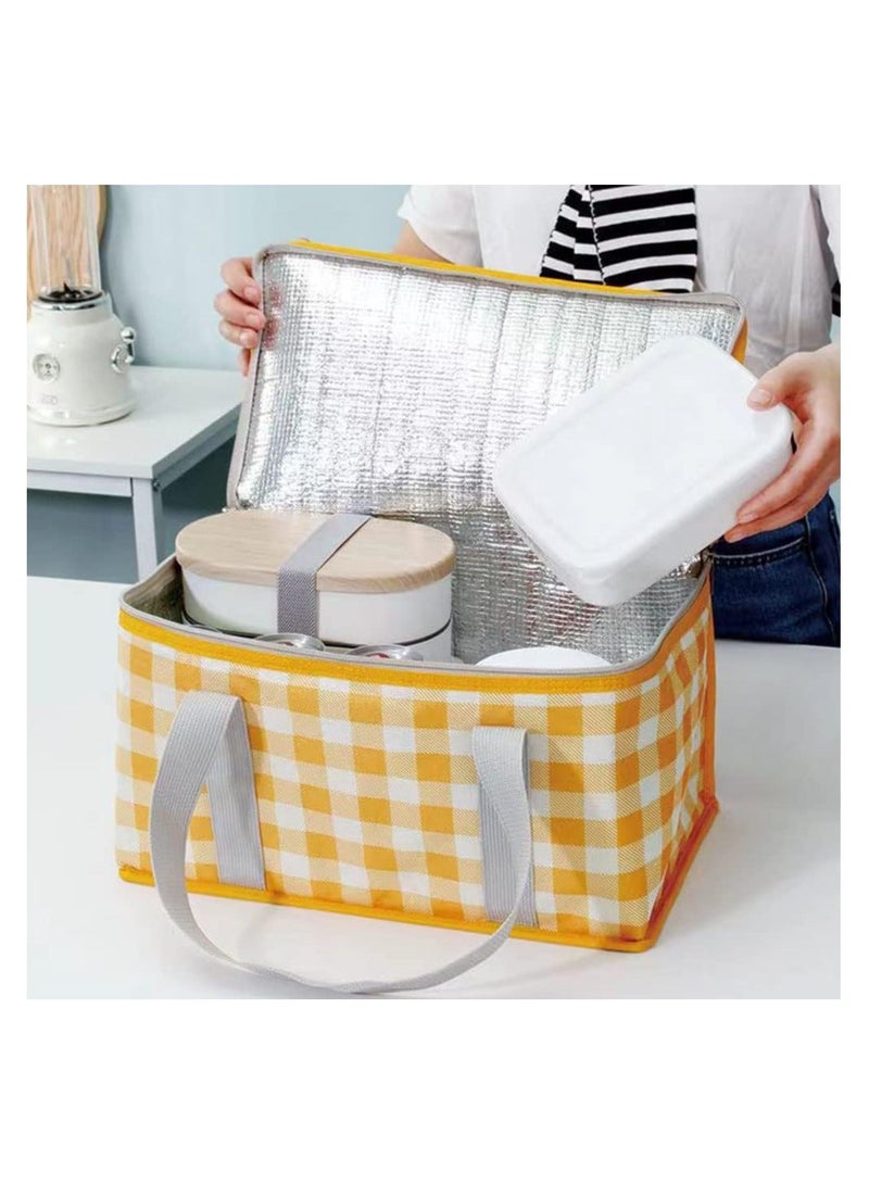 Y&D Insulated Picnic Bag, Reusable Cooler Bags Beach Leakproof Foldable with Zippered Top for Travel Outdoor, 35*20*20cm (Red and Yellow)  - Image 3