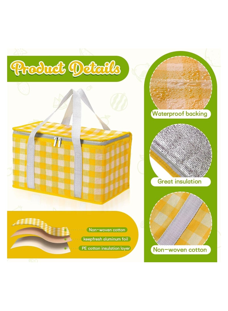 Y&D Insulated Picnic Bag, Reusable Cooler Bags Beach Leakproof Foldable with Zippered Top for Travel Outdoor, 35*20*20cm (Red and Yellow)  - Image 5