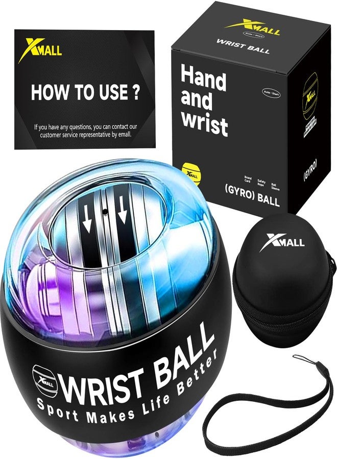 XMALL Torque Ball Hand Exerciser, Grip Strength Trainer, Auto-Start Colorful Lighting, Forearm Strengthener, Hand Strengthening Devices, Wrist Power Gyro Ball, Wrist Strengthener, Auto-Start(Black) - Image 1
