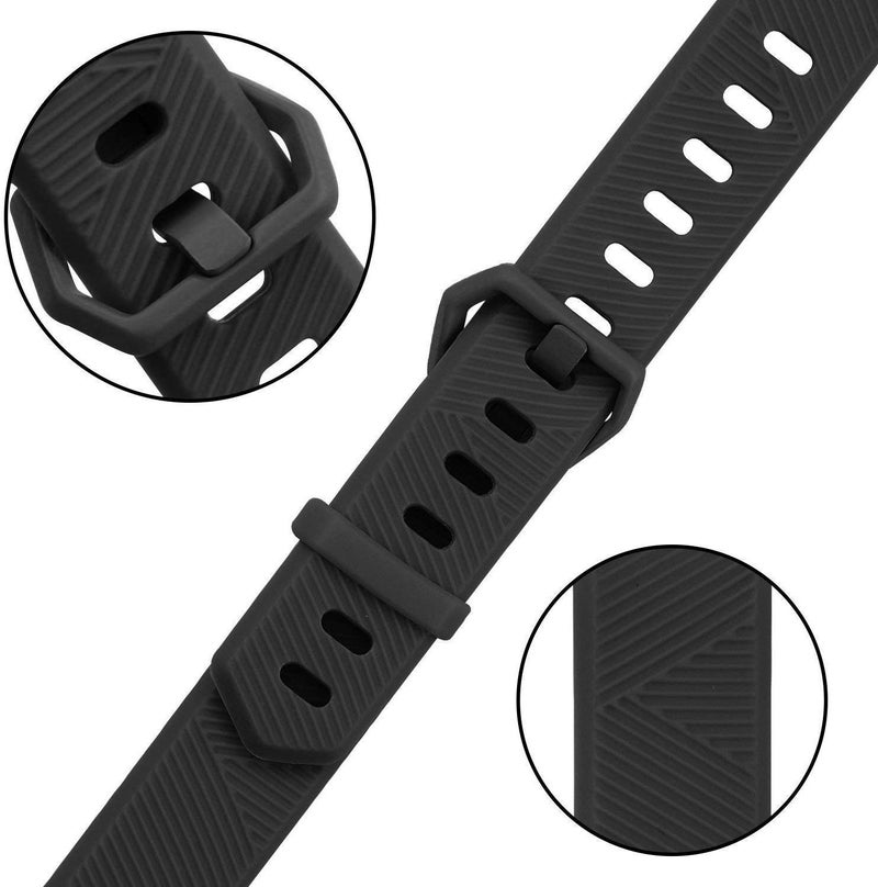 Tobfit Pack 2 Sport Bands Compatible with Fitbit Alta Bands/Alta HR/Ace, Soft TPU Replacement Wristbands with Metal Secure Buckle for Women Men (Black/Black, Small) - Image 3