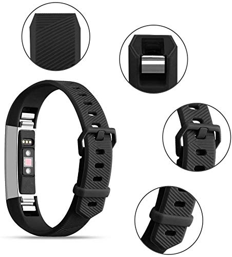 Tobfit Pack 2 Sport Bands Compatible with Fitbit Alta Bands/Alta HR/Ace, Soft TPU Replacement Wristbands with Metal Secure Buckle for Women Men (Black/Black, Small) - Image 2