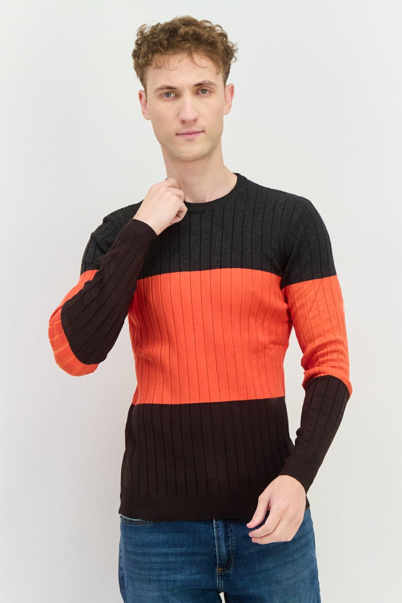 Sorbino Men Crew Neck Textured Long Sleeves Sweatshirt, Red - Image 1