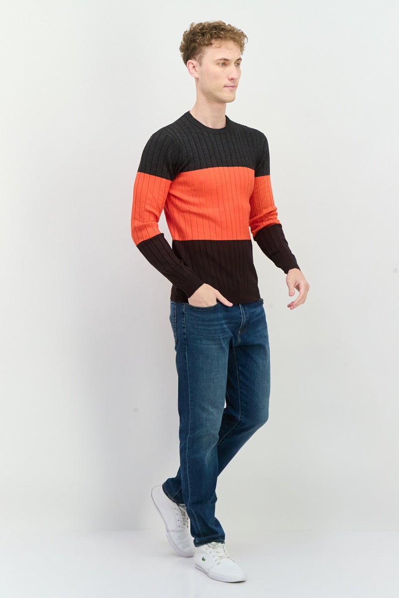 Sorbino Men Crew Neck Textured Long Sleeves Sweatshirt, Red - Image 3