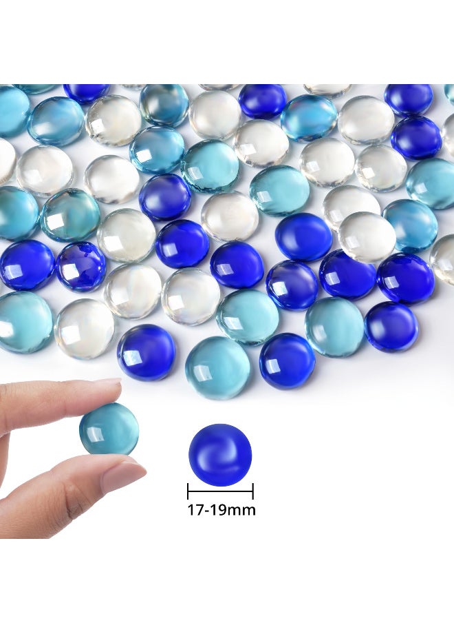 ARABIQO Mix Blue & Clear Glass Gemstone Beads 2.5 LBS Flat Marble Vase Fillers, Floral Stones, Mosaic Pebbles for Home & Event Decoration, Fish Tank Rocks Decorative Gemstones for Home and Aquarium Décor  - Image 2