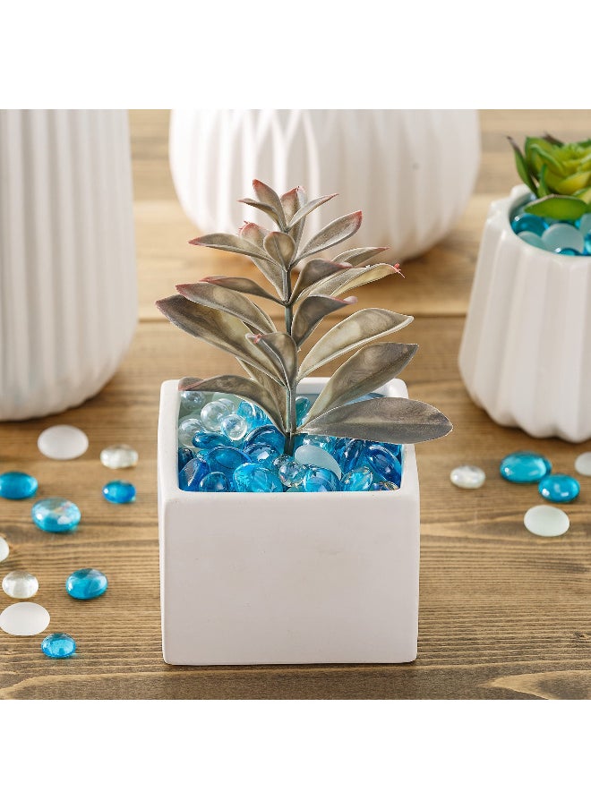 ARABIQO Mix Blue & Clear Glass Gemstone Beads 2.5 LBS Flat Marble Vase Fillers, Floral Stones, Mosaic Pebbles for Home & Event Decoration, Fish Tank Rocks Decorative Gemstones for Home and Aquarium Décor  - Image 3