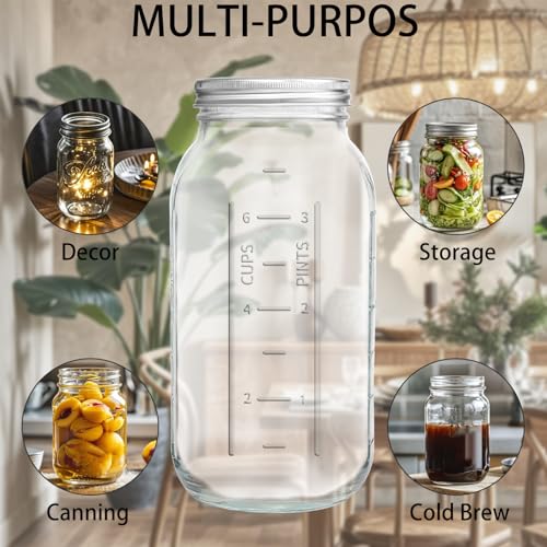 eleganttime 64 oz Mason Jar Wide Mouth 3 Pack,Large Half Gallon Mason Jar with Airtight Lid,Big 1/2 Gallon Big Mason Jars for Canning,Pickling, Fermentation and Preservation - Image 5