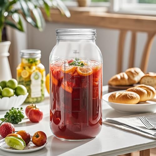 eleganttime 64 oz Mason Jar Wide Mouth 3 Pack,Large Half Gallon Mason Jar with Airtight Lid,Big 1/2 Gallon Big Mason Jars for Canning,Pickling, Fermentation and Preservation - Image 3