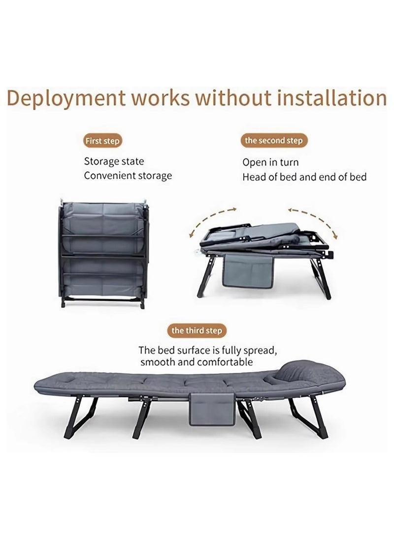 Generic - Outdoor Lounge Chairs,Folding Chair,Folding Bed,Camping Chair,Lounge Chair,6 Positions Adjustable Sleeping Cots for Office,Patio,Beach & Family Camping - Image 1