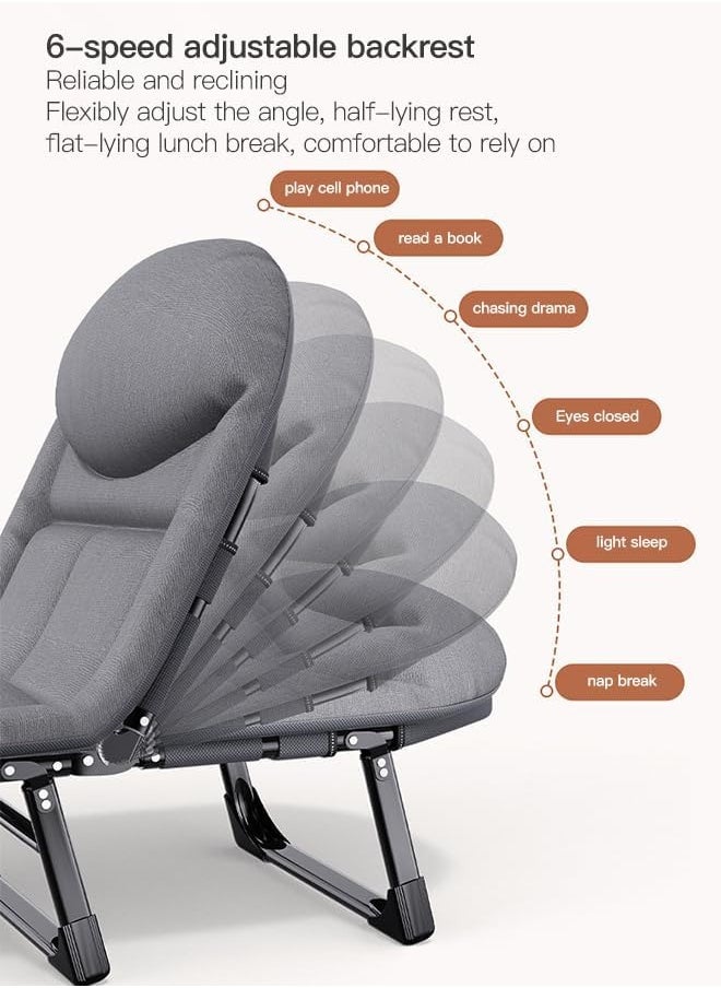 Generic - Outdoor Lounge Chairs,Folding Chair,Folding Bed,Camping Chair,Lounge Chair,6 Positions Adjustable Sleeping Cots for Office,Patio,Beach & Family Camping - Image 1