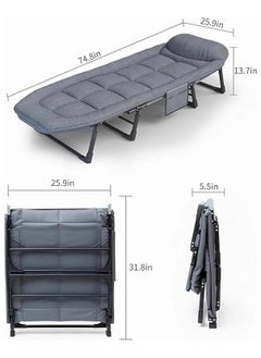 Generic Outdoor Lounge Chairs,Folding Chair,Folding Bed,Camping Chair,Lounge Chair,6 Positions Adjustable Sleeping Cots for Office,Patio,Beach & Family Camping  - Image 2
