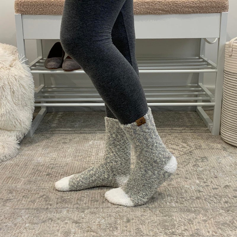 BEARPAW 4 Pair Pack Cozy Super Soft Lounge Socks Multi Pattern Crew Socks, Moonbeam Stripe - Image 3