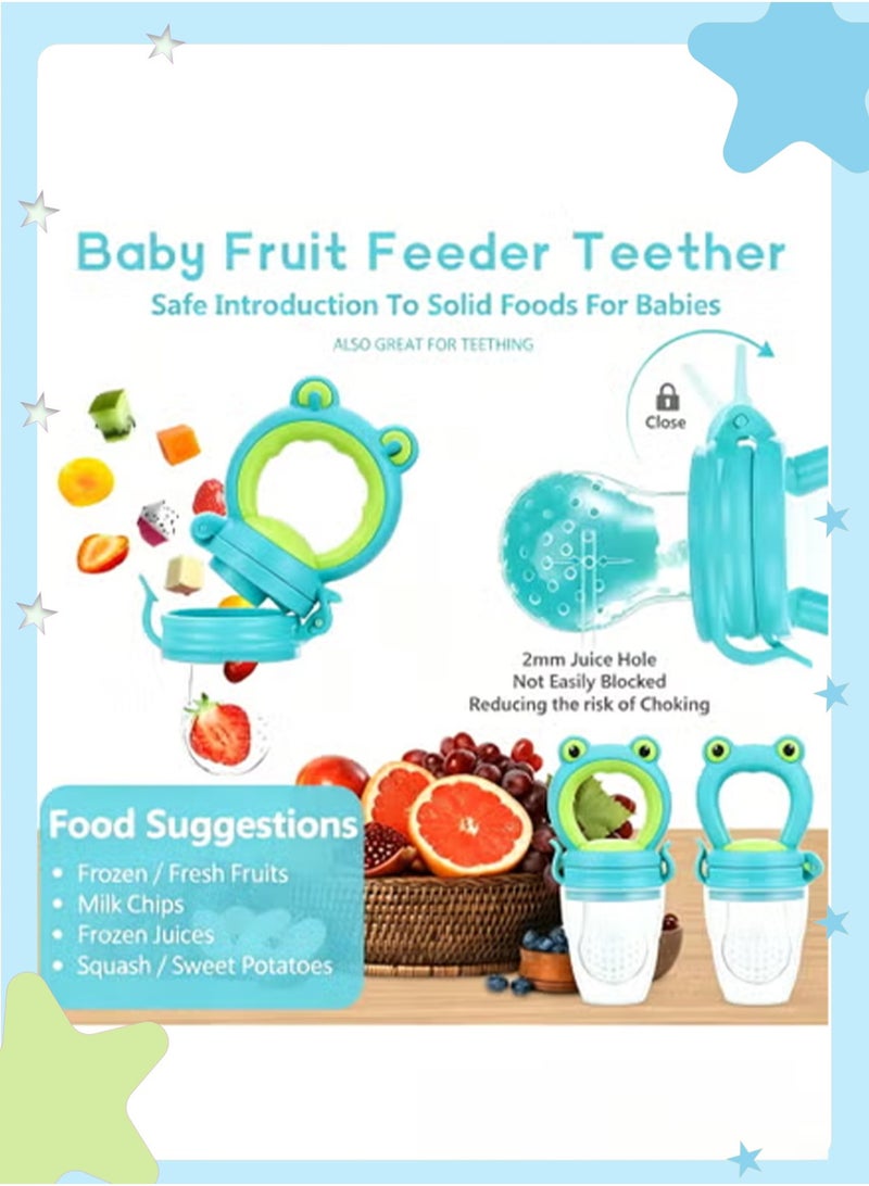 insular 7-Piece Baby Food Feeder Set, Baby Fruit Feeder Pacifier & Squeeze Feeding Bottle 90ml with Suction Base, Owl Fruit Feeder with 3 Sizes Mesh Pouches (S/M/L), Silicone Baby Weaning Set for 4m+ Babies, BPA-Free & Easy to Clean - Image 3