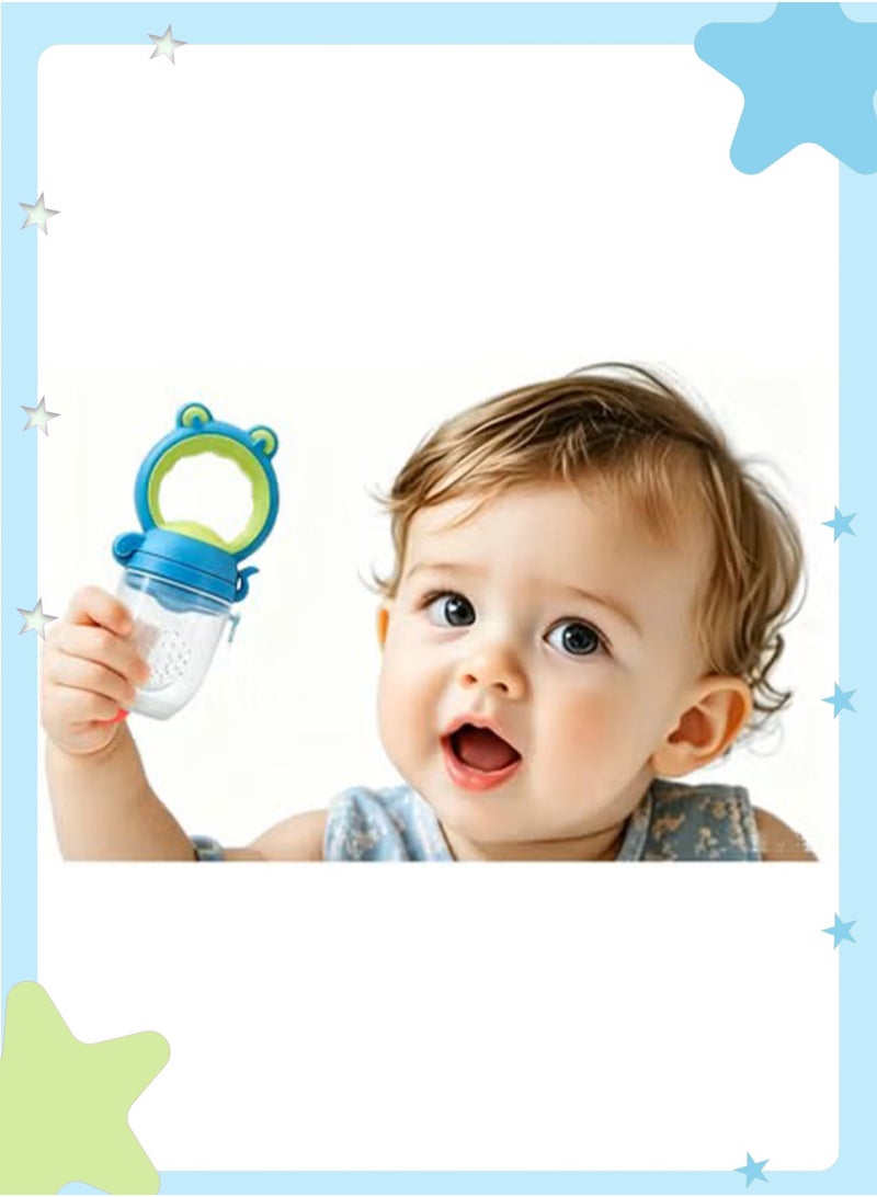 insular 7-Piece Baby Food Feeder Set, Baby Fruit Feeder Pacifier & Squeeze Feeding Bottle 90ml with Suction Base, Owl Fruit Feeder with 3 Sizes Mesh Pouches (S/M/L), Silicone Baby Weaning Set for 4m+ Babies, BPA-Free & Easy to Clean - Image 5