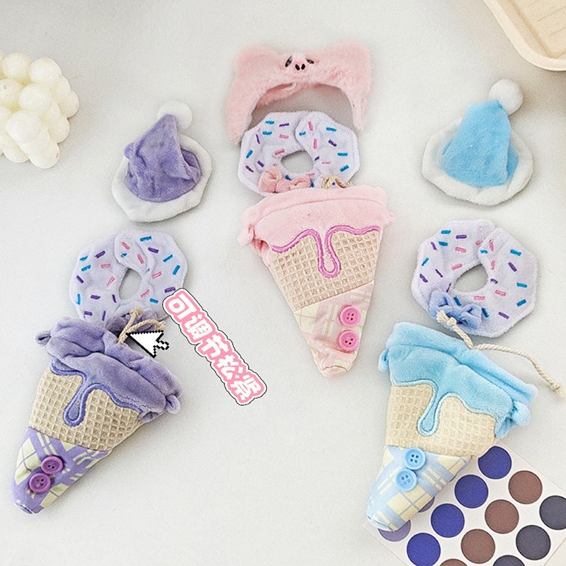 Cute Ice Cream Doll Clothes Set for 10cm Cotton Dolls, Cartoon Plush Toy DIY Accessories - Image 1
