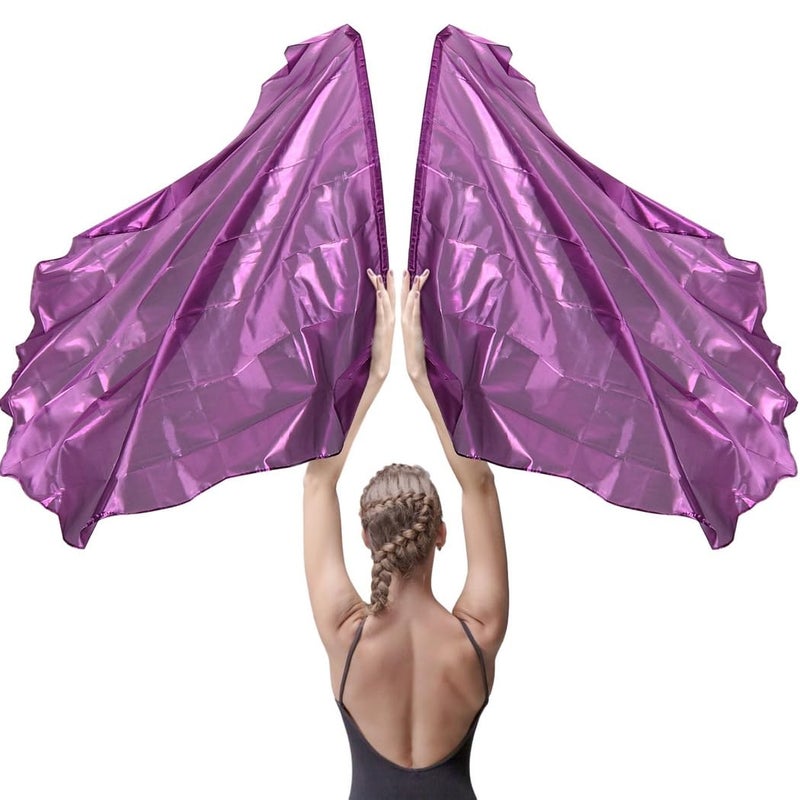 Violet 55 Inch Telescopic Worship Flags Pair With Soft Semicircle Dance Prop Poles - Image 2
