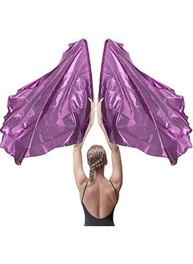 Violet 55 Inch Telescopic Worship Flags Pair With Soft Semicircle Dance Prop Poles - Image 1