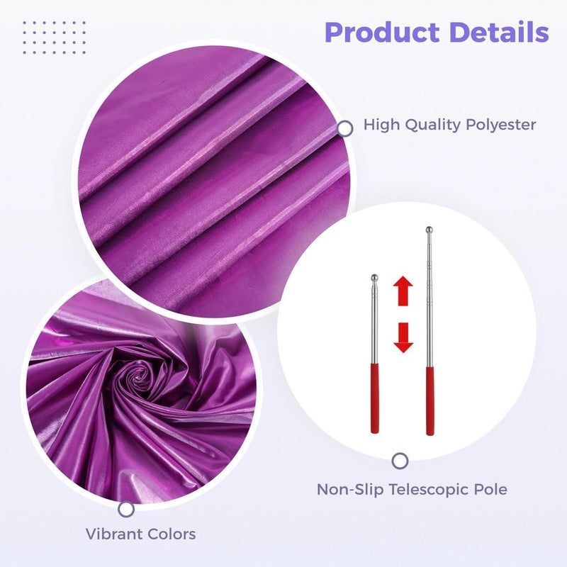 Violet 55 Inch Telescopic Worship Flags Pair With Soft Semicircle Dance Prop Poles - Image 4