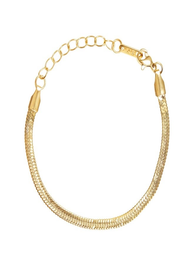 Shapes Studio 18K Gold Plated Herringbone Flat Chain Bracelet for Women/Men - Image 1