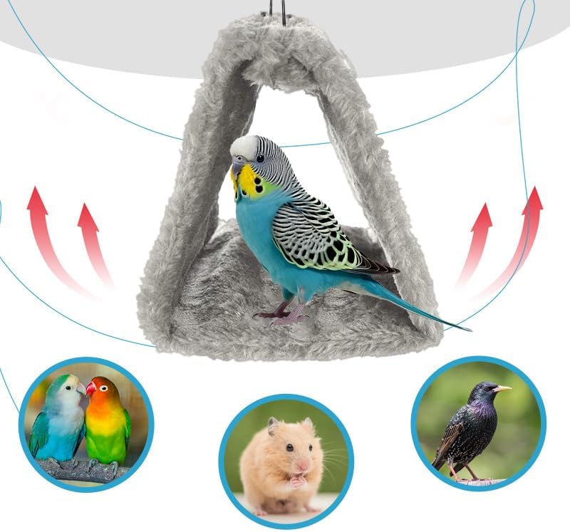 hokable Bird Nest Snuggle Hut Soft Plush Hammock Hanging Cage Tent for Birds Parrot Winter Warm Bed Pet Toy for Hamster Parrot Macaw Budgies Eclectus Parakeet Cockatiels Cockatoo Lovebird (M, Grey) - Image 2