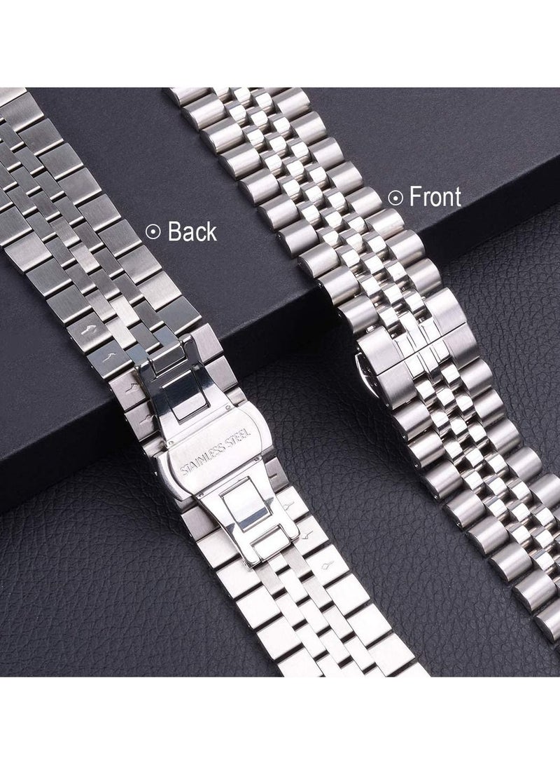 Compatible with Apple Watch Band 44mm 42mm 40mm 38mm Stainless Steel Heavy Band with Butterfly Folding Clasp Link Bracelet for iWatch Series 6/SE Series 5/4/3/2/1 MenSilver 44mm/42mm - Image 4