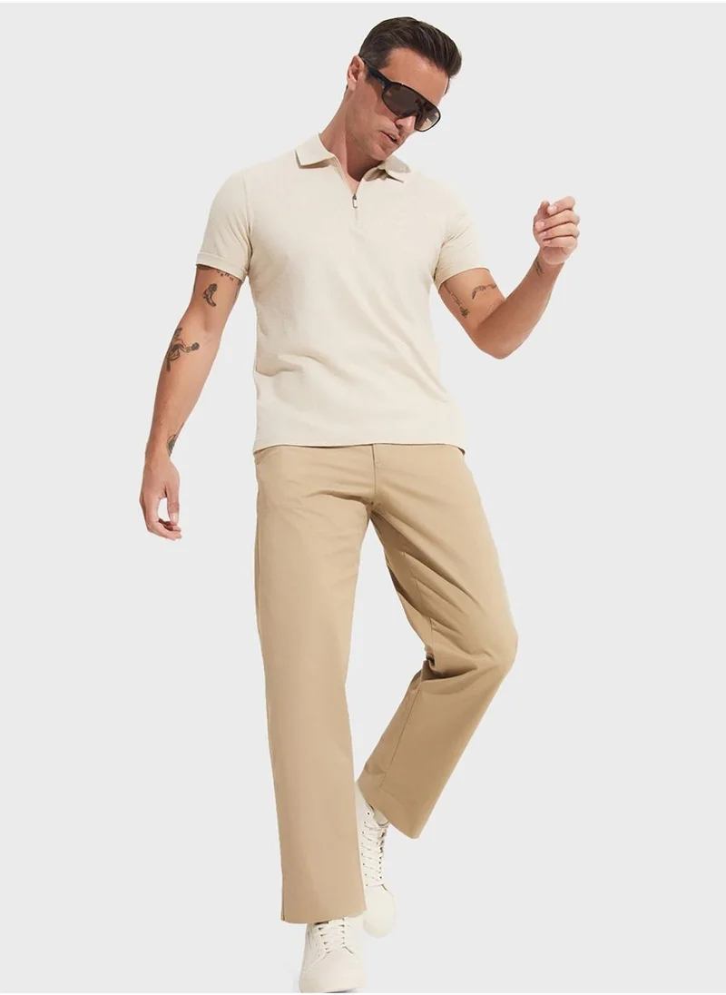JUNE Half Zip Detail Polo Shirt