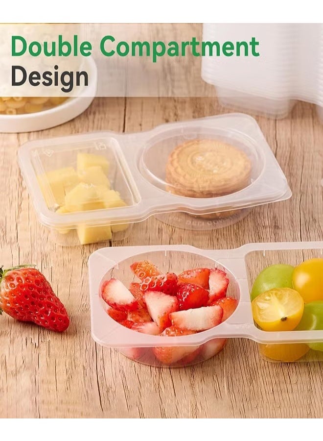 EETU Snack Containers,20pcs Reusable Snack Containers, Double-Compartment Condiment Containers with Lids, Meal Packaging Containers with Spoons for School, Kitchen,Office Lunches,and Takeout Sauces, - Image 4