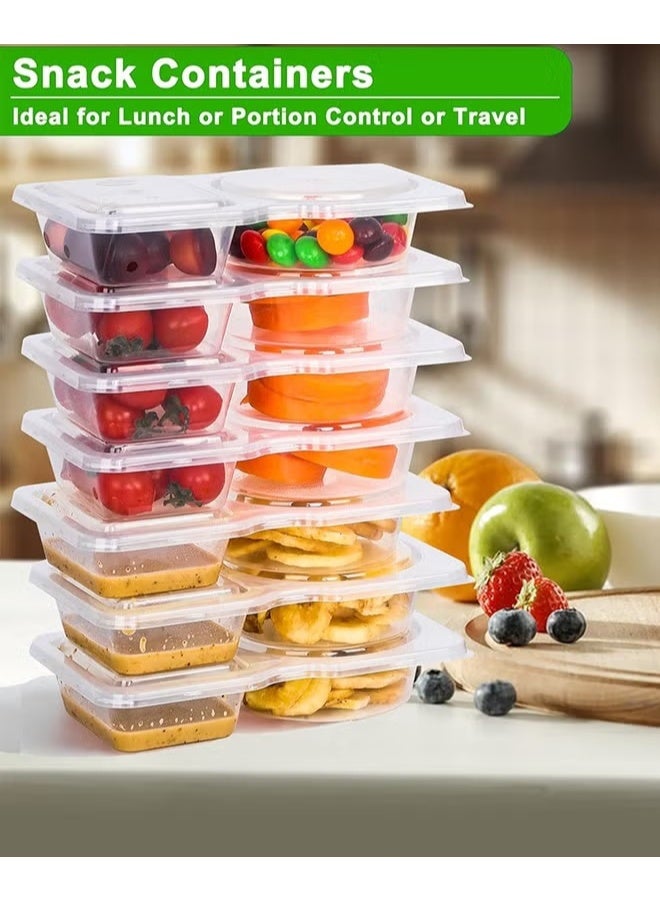 EETU Snack Containers,20pcs Reusable Snack Containers, Double-Compartment Condiment Containers with Lids, Meal Packaging Containers with Spoons for School, Kitchen,Office Lunches,and Takeout Sauces, - Image 5