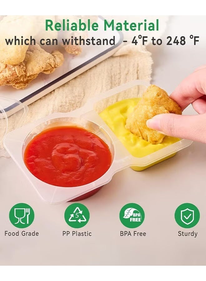 EETU Snack Containers,20pcs Reusable Snack Containers, Double-Compartment Condiment Containers with Lids, Meal Packaging Containers with Spoons for School, Kitchen,Office Lunches,and Takeout Sauces, - Image 3